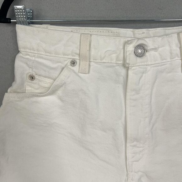 Vintage Levis Shorts Womens 9 White Denim 910 Raw Hem Orange Tab Cowgirl 90s - Picture 2 of 14